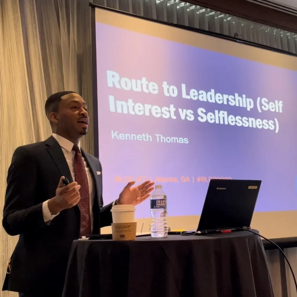 Kenneth Thomas giving leadership presentation
